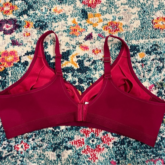 Cacique Bra Women's 48C Unlined Full Coverage No Wire Red Wine Lace Hook & Eye - Picture 2 of 7